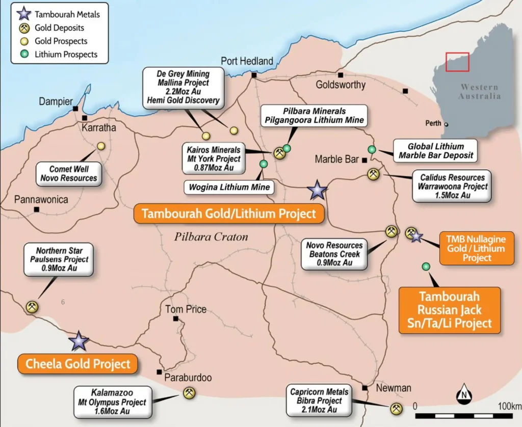 ASX TMB Tambourah Metals Pilbara projects location ASX TMB Tambourah Metals Pilbara projects location