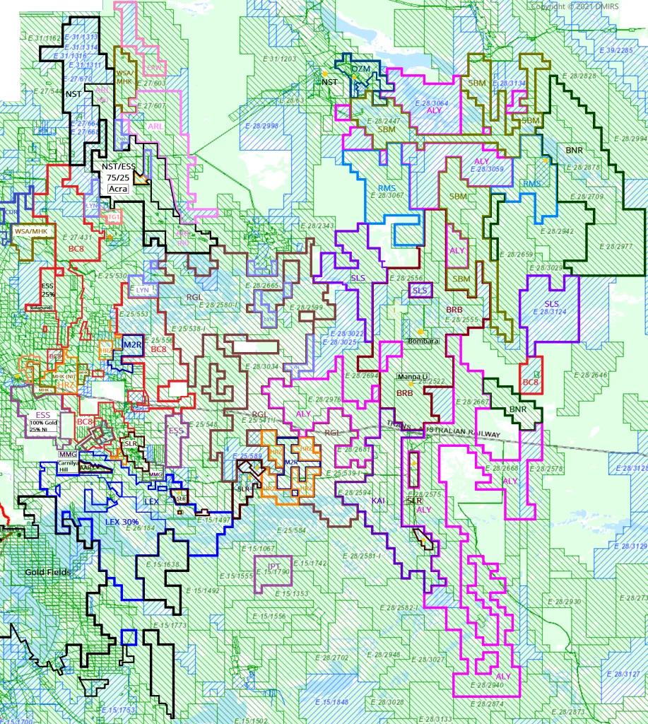 East Kalgoorlie - Lake Rebecca - Gold - NST, Gold Fields, SLR, RMS, BC8, LEX, BRB, SLS
